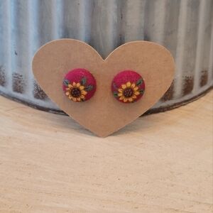 Sunflower Button Earrings